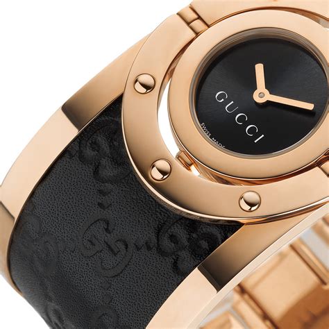 gucci twirl pvd rose gold leather ladies watch|Gucci gold pvd bracelet.